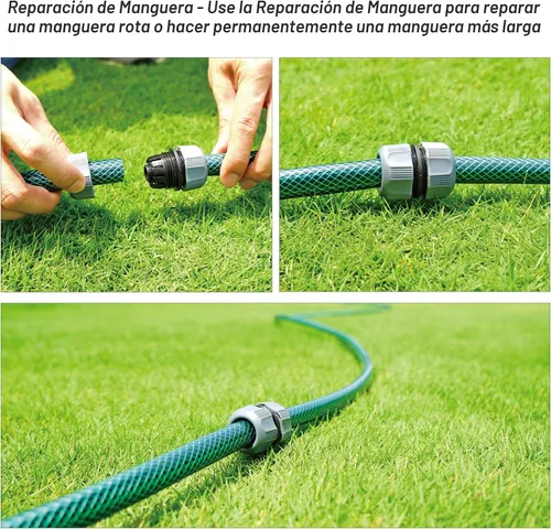 Vista 7 de Eden 98063 Sistema de riego de jardín con diseño flexible multiajustable sobre el suelo, rociador y manguera, juego de riego de plantas de bricolaje