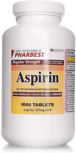 Vista 2 de PHARBEST Aspirina 325 mg Fuerza regular 1000 comprimidos sin recubrimiento