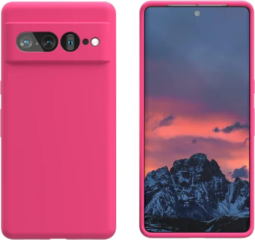 Vista 4 de Diseñada para Pixel 7 Pro, funda de goma de gel de silicona líquida a prueba de golpes, cojín de forro de tela de microfibra suave compatible