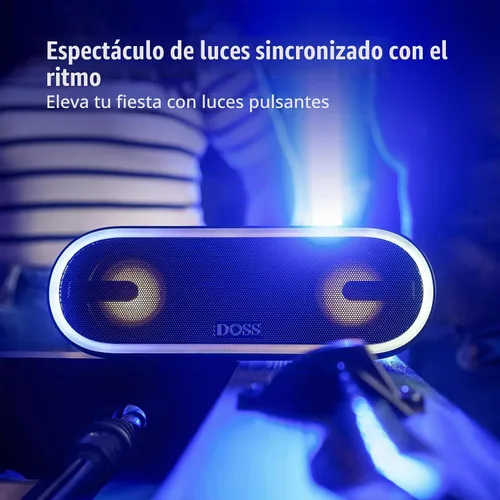 Vista 4 de DOSS SoundBox Pro+ P300 Altavoz Bluetooth con sonido estéreo de 40 W, graves adicionales, IPX6 a prueba de agua, emparejamiento TWS, diversos