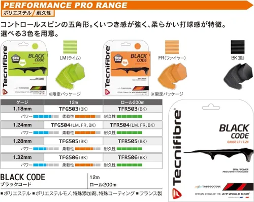 Vista 2 de Tecnifibre Juego de cuerdas de tenis Black Code (17)