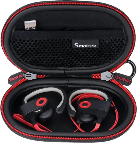 Vista 3 de Smatree Funda rígida para auriculares compatible con BeatsX, Beats Flex, Powerbeats2, Powerbeats3, auriculares deportivos Bluetooth, funda de Negro