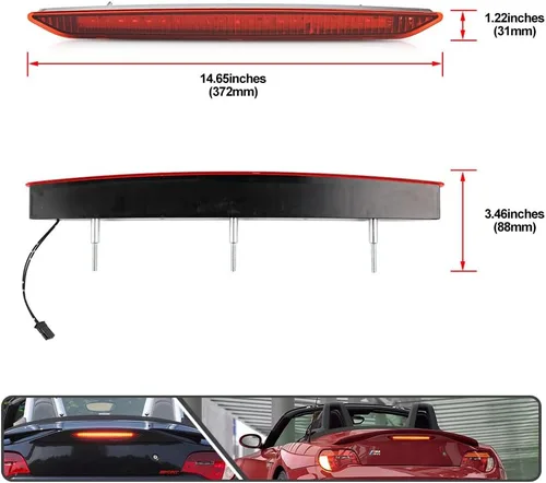 Vista 5 de Lente roja LED roja tercera luz de freno para BMW Z4 E85 2003-2008 lámpara de parada de montaje alto central trasera