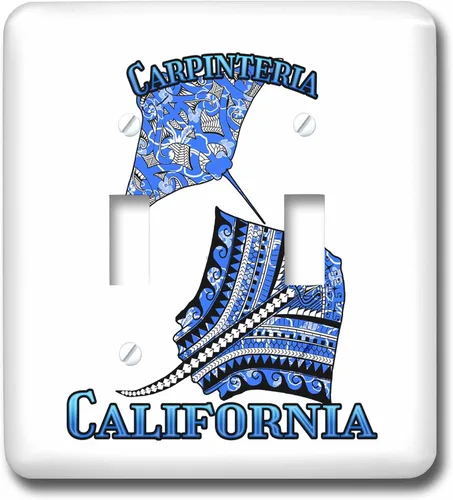 Vista 3 de 3dRose Blue tribal stingray for any vacation to Carpinteria, California 2 plug outlet cover