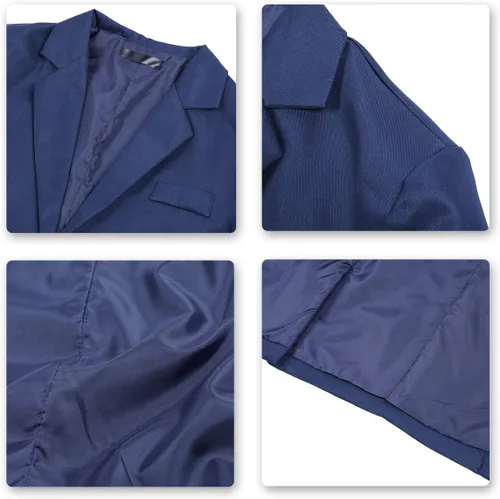 Vista 19 de YUNCLOS Chaqueta blazer casual de 1 botón con solapa con muescas para hombre