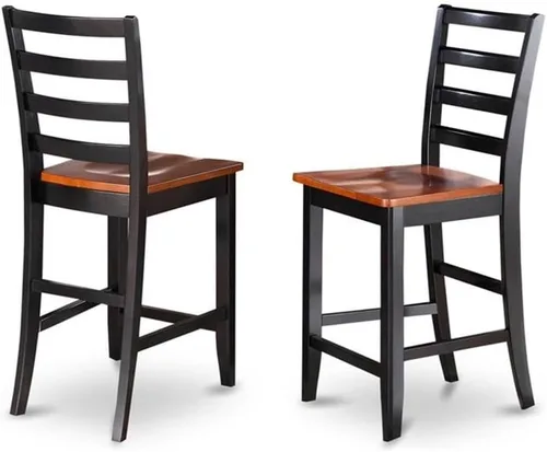Vista 4 de East West Furniture TRFA5-BLK-W - Juego de pub de 5 piezas de altura de mostrador que incluye una mesa redonda de comedor y 4 sillas de cocina, 42 x