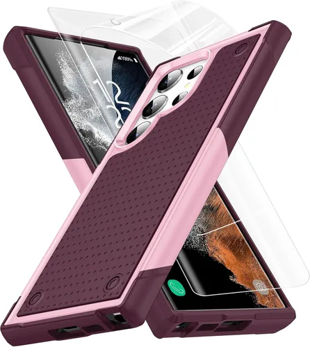 Vista 29 de Jeylly Funda para Samsung Galaxy S10 Plus S10+, ajuste delgado, doble capa, resistente, absorción de golpes, TPU con carcasa trasera de Negro