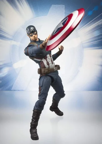 Vista 4 de Tamashii Nations Bandai S.H. Figuarts Capitán América (Endgame Ver.)