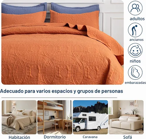 Vista 6 de SheRest - Juego de colcha individual - colcha de cama suave y transpirable, colcha con relieve de estilo moderno, colcha de microfibra ligera