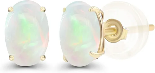 Vista 45 de Aretes de plata de ley 925 maciza chapados en oro de 0.276 x 0.197 in ovalados con piedra natal genuina para mujer, aretes de tuerca con piedras