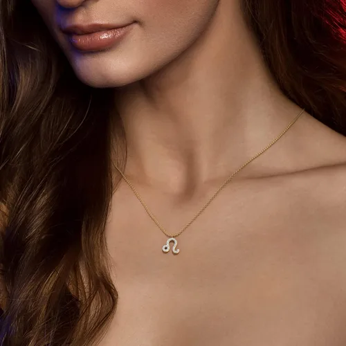 Vista 6 de Angara Natural Diamond Zodiac Pendant Necklace for Women, Girls in 925 Sterling Silver (Color-K, Clarity-I3) Astrology Jewelry Gifts for Her