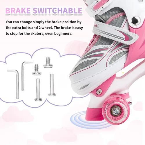Vista 4 de Rainbow Unicorn 4 Size Adjustable Light up Roller Skates for Girls Boys for Kids，All 8 Wheels of Girl's Skates Shine,Safe and Fun for Kids