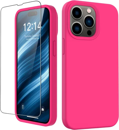 Vista 23 de FUNMIKO Funda compatible con iPhone 15 con protector de pantalla, silicona líquida suave y sedosa mejorada, diseñada a la moda para hombres, mujeres