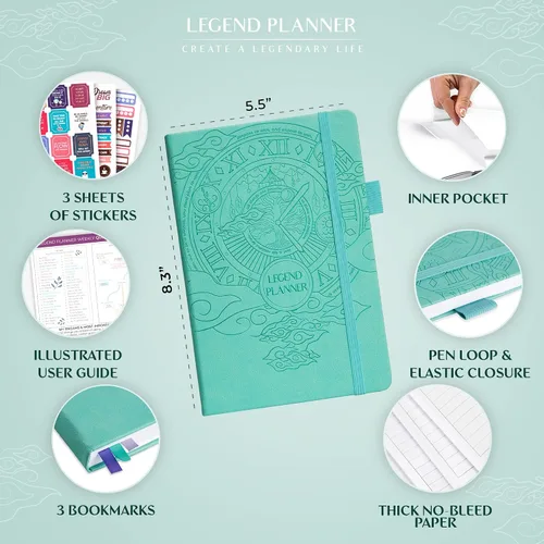 Vista 2 de Planificador Legend – planificador de vida semanal y mensual sin fecha para alcanzar tus objetivos y vivir feliz. Cuaderno organizador, diario