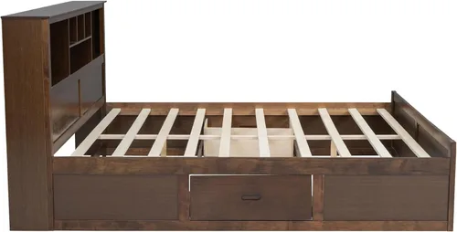 Vista 5 de Harper & Bright Designs Cama de plataforma tamaño King con cabecera de estantería y cajones de almacenamiento, marco de cama de almacenamiento
