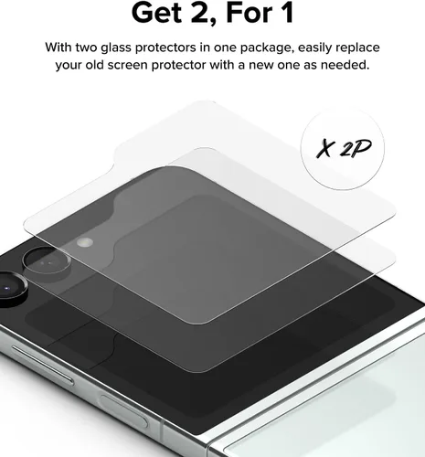 Vista 5 de Ringke Protector de pantalla de vidrio templado compatible con Samsung Galaxy Z Flip 5 para pantalla exterior, protector de pantalla de vidrio