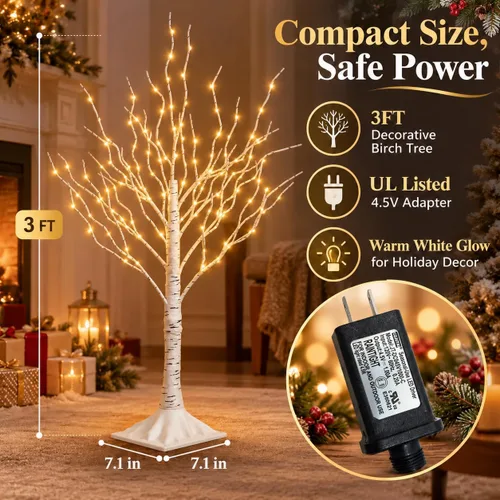 Vista 4 de Lighted Birch Twig Tree with Fairy Lights 3FT 154L LED Decorative Lights