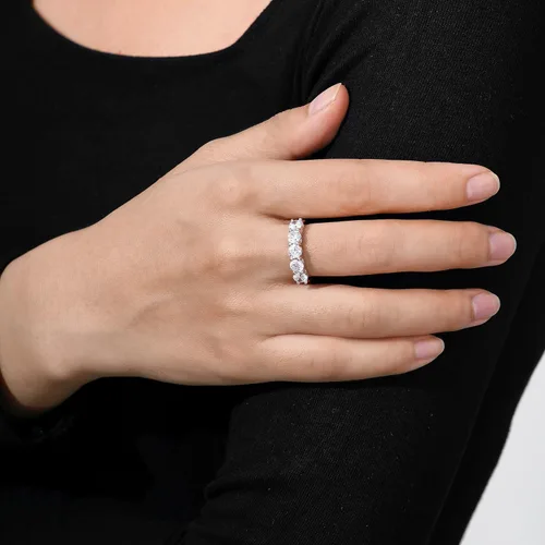 Vista 2 de Tienda Collection Sterling Silver Five-Stone Ring set with Round Cut Infinite Elements Cubic Zirconia