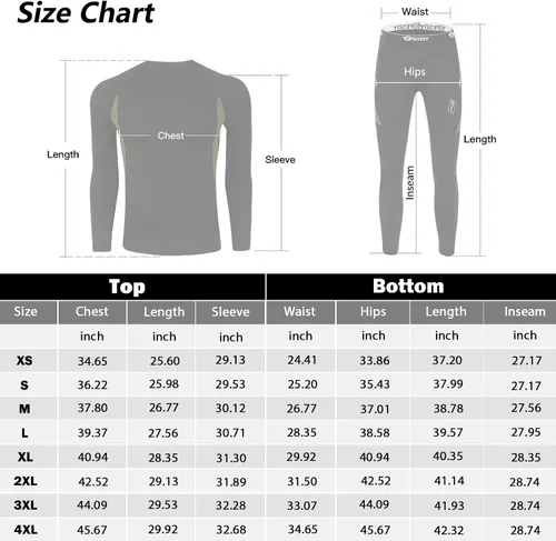 Vista 6 de Thermal Underwear for Men Long Johns Set with Fleece Lined Winter Hunting Gear Warm Base Layer Sport Top Bottom
