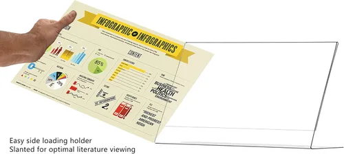 Vista 5 de Marketing Holders 4 Pack 17 "x 11" Mesa Horizontal Carpa Carpa Soporte de Letrero de Acrílico Claro Aviso Tienda de Documentos Marco de Señalización