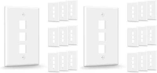 Vista 9 de VCE Placa de pared Keystone de 1 puerto (certificación UL), color blanco