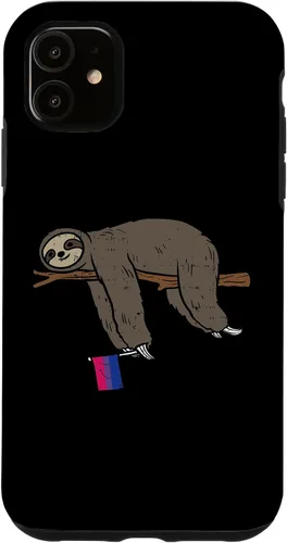Vista 5 de Funda de regalo para iPhone 13 Pro Bisexual Pride Flag Lazy Sloth Bi LGBTQ Animal Lover