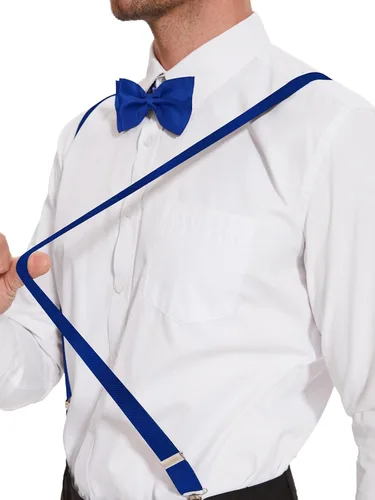 Vista 52 de habibee Color sólido para hombre en forma de Y con clips fuertes tirantes ajustables