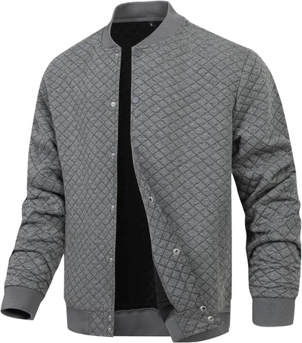 Vista 8 de Wizoat Chaqueta universitaria para hombre, chaqueta ligera casual con diseño de gofre, chaquetas bomber