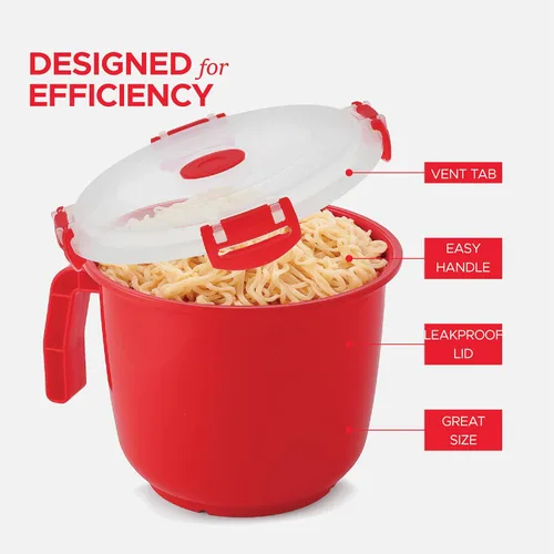 Vista 6 de Tafura Tazón para microondas con tapa, cuencos de sopa aptos para microondas de 34 onzas con tapa, cuenco de fideos ramen con asa, cuencos