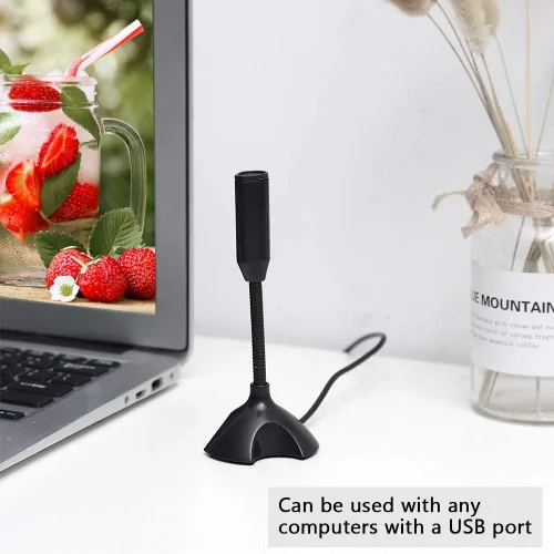 Vista 4 de Mini escritorio soporte micrófono condensador USB 2.0 micrófono flexible para PC portátil para chat en línea, grabación