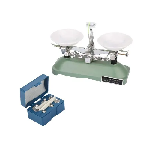 Vista 6 de Báscula de equilibrio estudiantil con pesas, báscula de equilibrio mecánico de laboratorio para enseñar medición, balanza de balanza