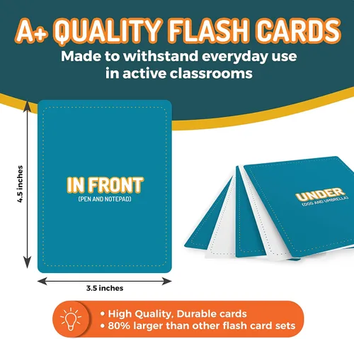 Vista 3 de 49 tarjetas flash de constructor de vocabulario de preposición Vol 1 incluye 7 preposiciones de tarjetas de imagen con 5 juegos de aprendizaje