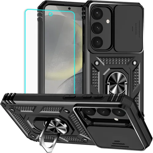 Vista 29 de HNHYGETE Funda para Samsung A13 5G, Galaxy A13 5G con protector de pantalla, soporte giratorio de grado militar de 360° (resistente), fundas Negro