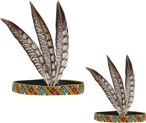 Vista 9 de ABOOFAN 10 piezas de diadema bohemia de plumas para el cabello tocado de Mardi Gras diadema india Color Variado