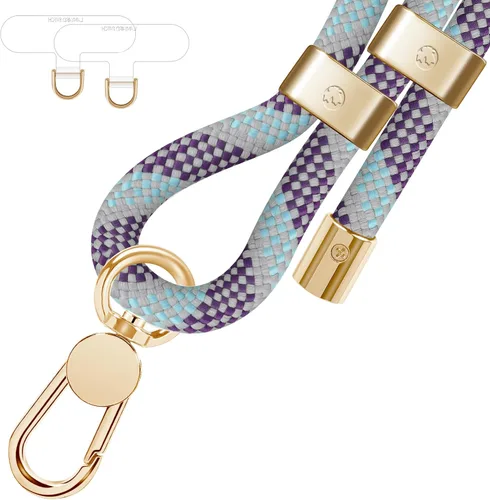 Vista 16 de UKON Cordón para teléfono celular, cordón bandolera y correa de muñeca, hebilla de metal premium con dijes para teléfono con 2 parches de correa