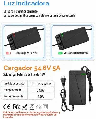 Vista 6 de Cargador de 54.6V 3A/5A con 6 enchufes adecuado para varias baterías de litio, como cortacésped y baterías de litio para sillas de ruedas, etc.