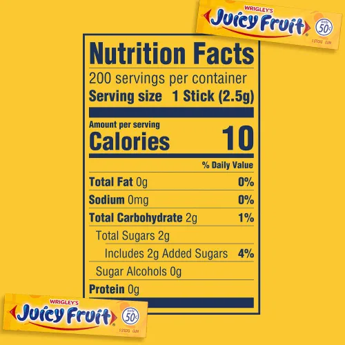 Vista 2 de Juicy Fruit Gum WRIGLEY'S - Goma de mascar a granel, 5 palitos (paquete de 40)