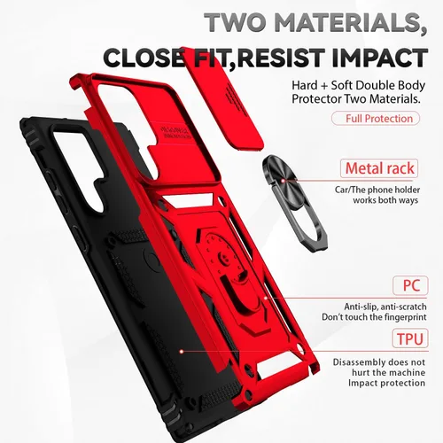 Vista 2 de Funda para Samsung Galaxy S22 Ultra, Galaxy S22 Ultra con funda para cámara y soporte, grado militar, a prueba de golpes, resistente, con soporte