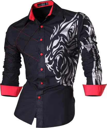 Vista 2 de Camisa Jeansian 2028 de manga larga calce ajustado informal para hombre