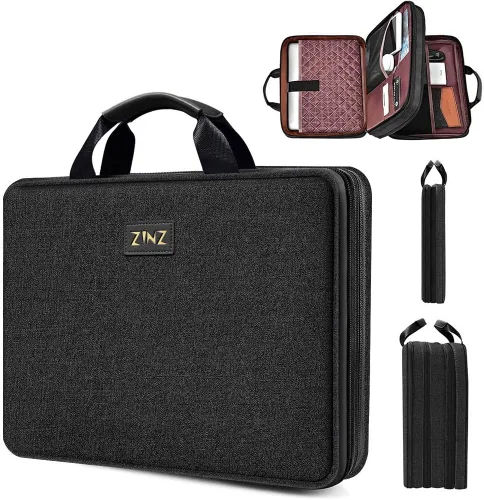 Vista 11 de ZINZ - Funda para portátil de 13 pulgadas con funda expandible, maletín protector de computadora con múltiples bolsillos, compatible con MacBook