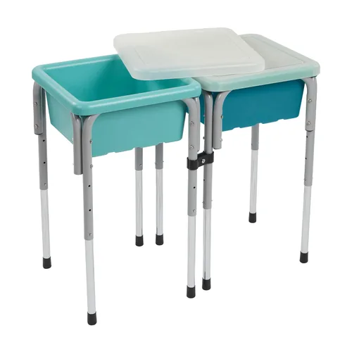 Vista 20 de ECR4Kids Mesas modulares de juego con arena y agua con tapas, varios colores, Azul, 1