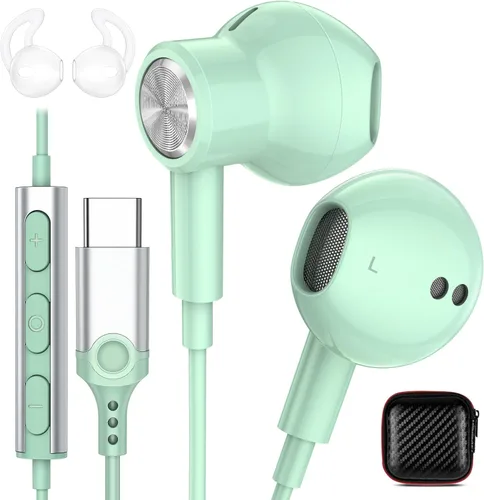 Vista 11 de iMangoo - Auriculares con cable para Apple Auriculares USB C para iPhone 17 17e 16 15 USBC Earphones Corded Type C Plug in Ear Buds with Mic