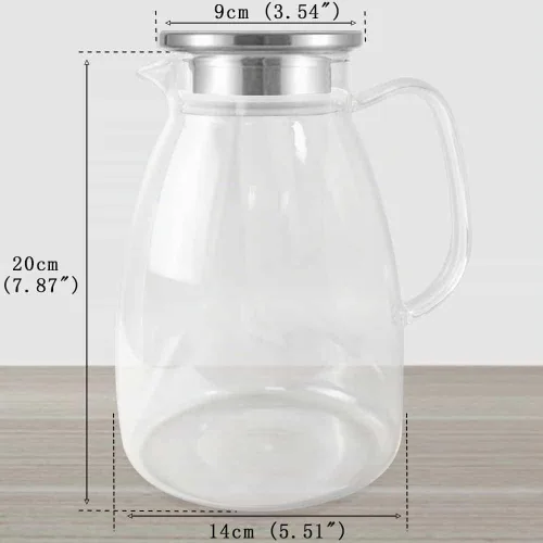 Vista 2 de Jarra de vidrio con tapa y asa, jarra de borosilicato resistente al calor