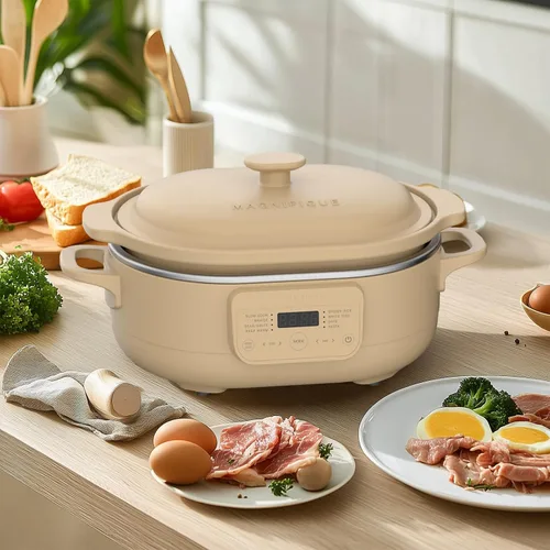 Vista 8 de Olla de cocción lenta programable de 4 cuartos de galón con programación flexible y fácil, olla multicocción Claypot 8 en 1, bandeja extraíble
