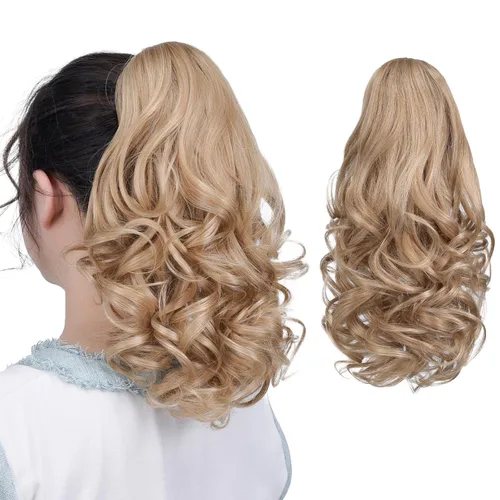 Vista 106 de Extensiones de cola de caballo, extensiones de cabello de cola de caballo con clip de garra marrón oscuro para mujer, pieza de cabello rizado