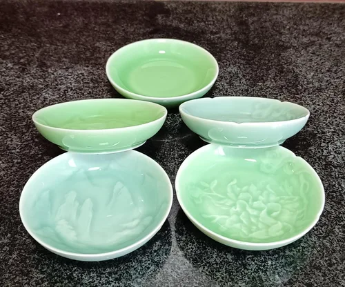 Vista 2 de Celadon - Plato pequeño de condimentos de 3.5 pulgadas, plato de vinagre