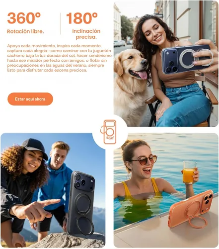 Vista 6 de TORRAS - Funda con soporte magnético 360° para iPhone 17 Pro Max de 6.9 pulgadas, compatible con MagSafe, protección 4X de grado militar, delgada