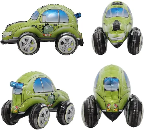 Vista 3 de 4D auto de pie vehículo SUV carreras coche policía aluminio globo decoración niño fiesta de cumpleaños decoración de fondo decoración baby shower