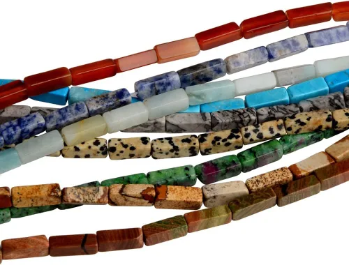 Vista 3 de Espaciador de tubo rectangular de amazonita de piedra natural de 0.157 x 0.512 in, cuentas sueltas para manualidades, pulseras, collares, joyería