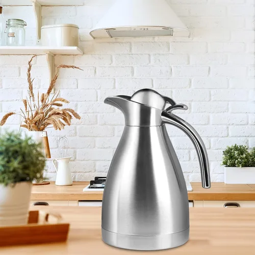 Vista 8 de Jarra térmica de acero inoxidable para café, bebidas, plata (1.0L)